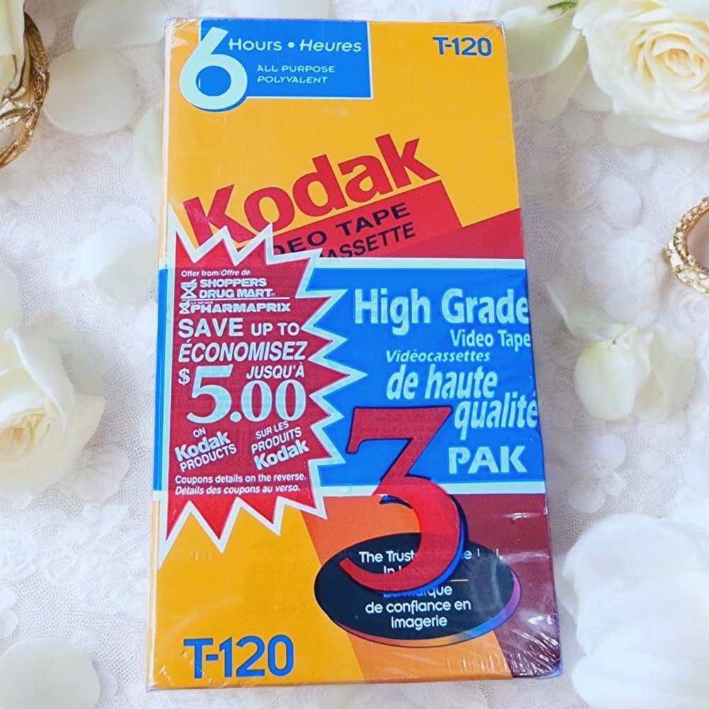 🆕️ Kodak T-120 High Grade Blank VHS Video Tapes Pack of 3